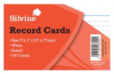 SILVINE 5X3 RECORD CARDS WHITE (553W)